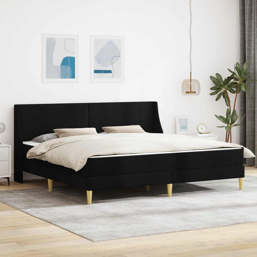 Bettgestell mit Matratze Schwarz 180 x 200 cm Polyester