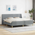 Bettgestell mit Matratze Hellgrau 200 x 200 cm Polyester