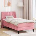 Bettgestell mit Matratze mit Matratze Rosa 90 x 190 cm Samt