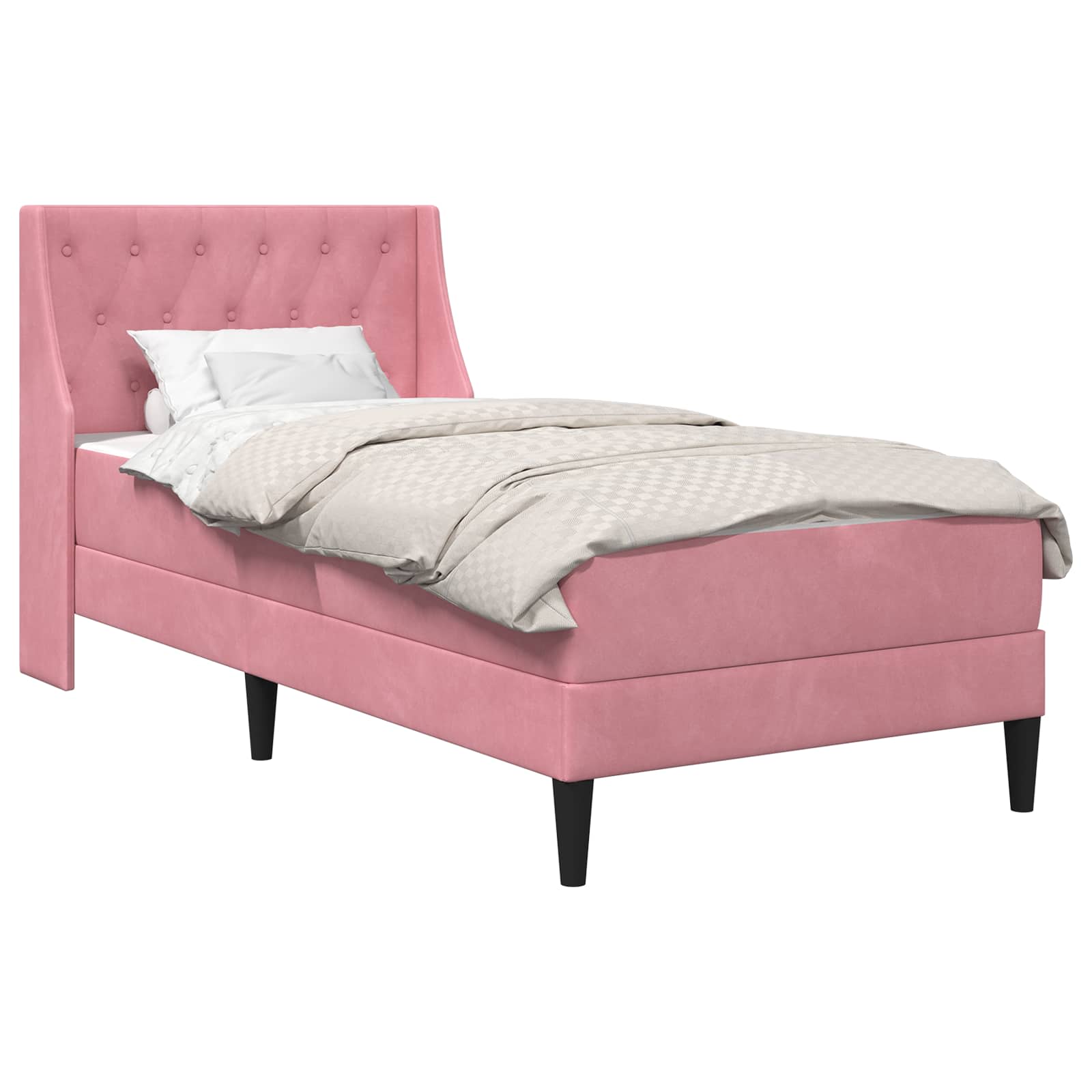 Bettgestell mit Matratze mit Matratze Rosa 90 x 190 cm Samt