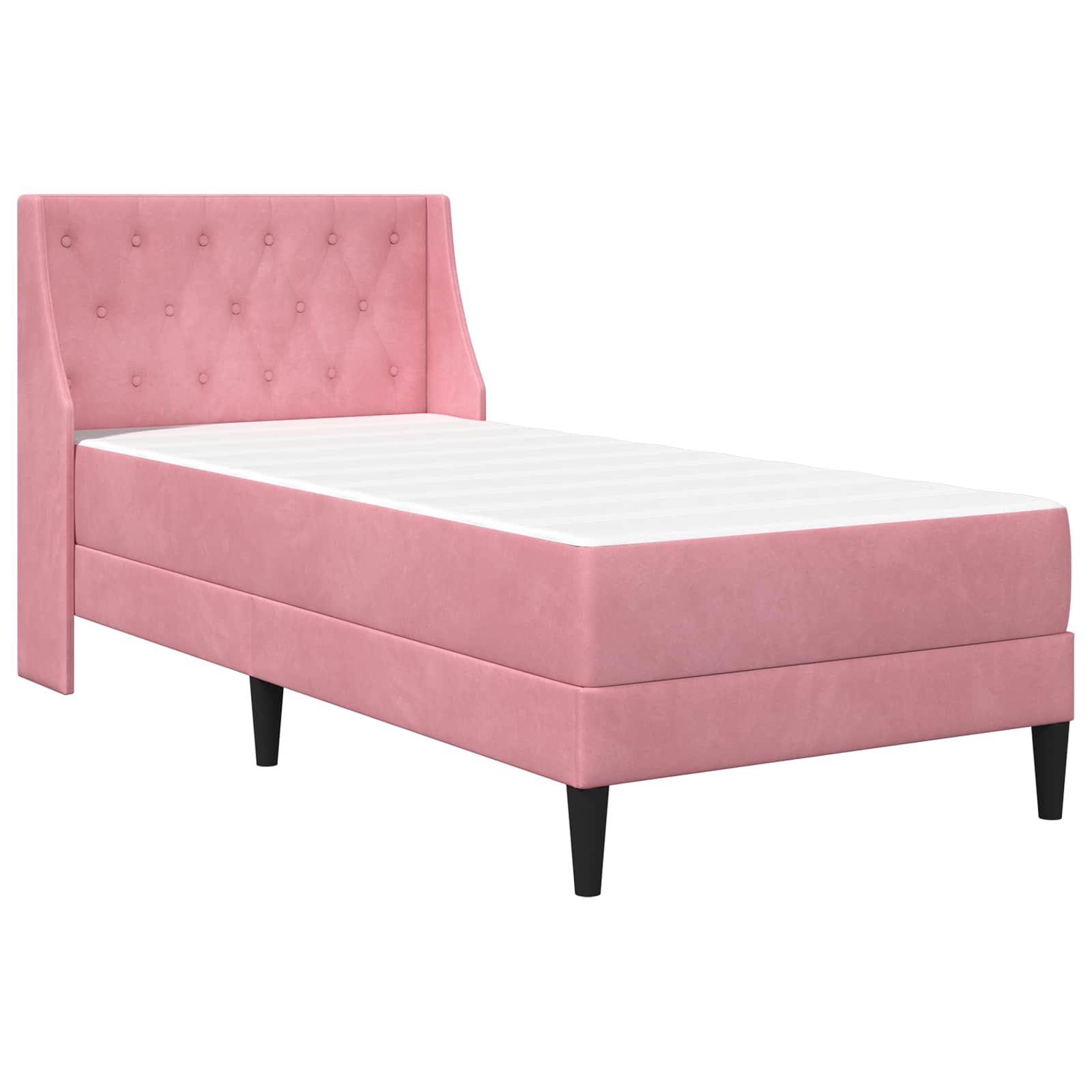 Bettgestell mit Matratze mit Matratze Rosa 90 x 190 cm Samt