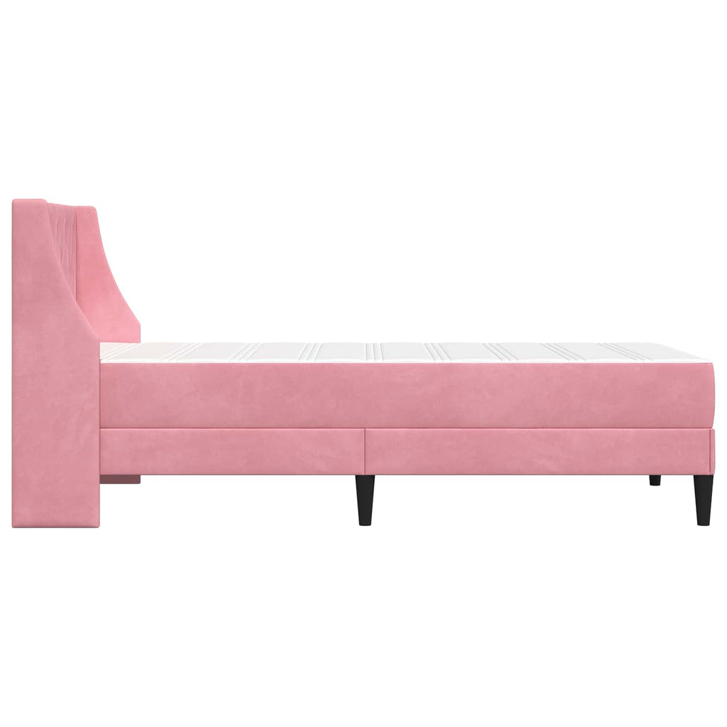 Bettgestell mit Matratze mit Matratze Rosa 90 x 190 cm Samt