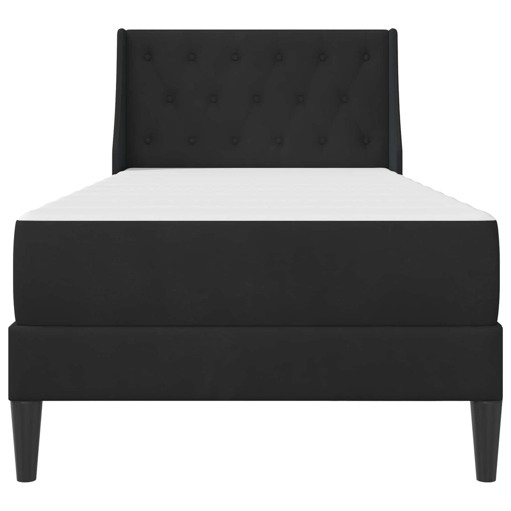 Bettgestell mit Matratze mit Matratze Schwarz 90 x 190 cm Samt