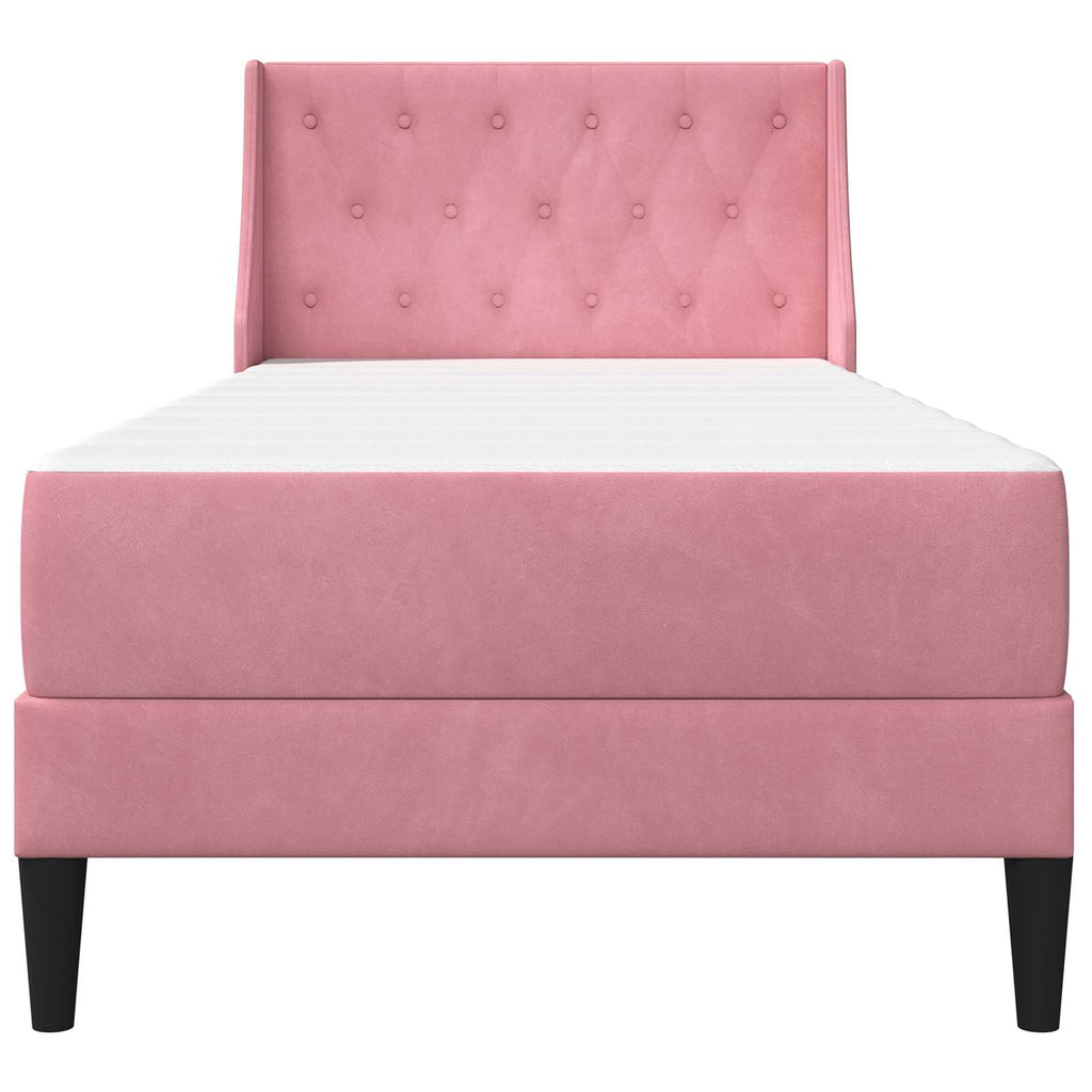 Bettgestell mit Matratze mit Matratze Rosa 90 x 200 cm Samt