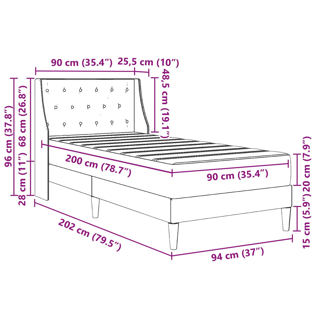 Bettgestell mit Matratze mit Matratze Rosa 90 x 200 cm Samt