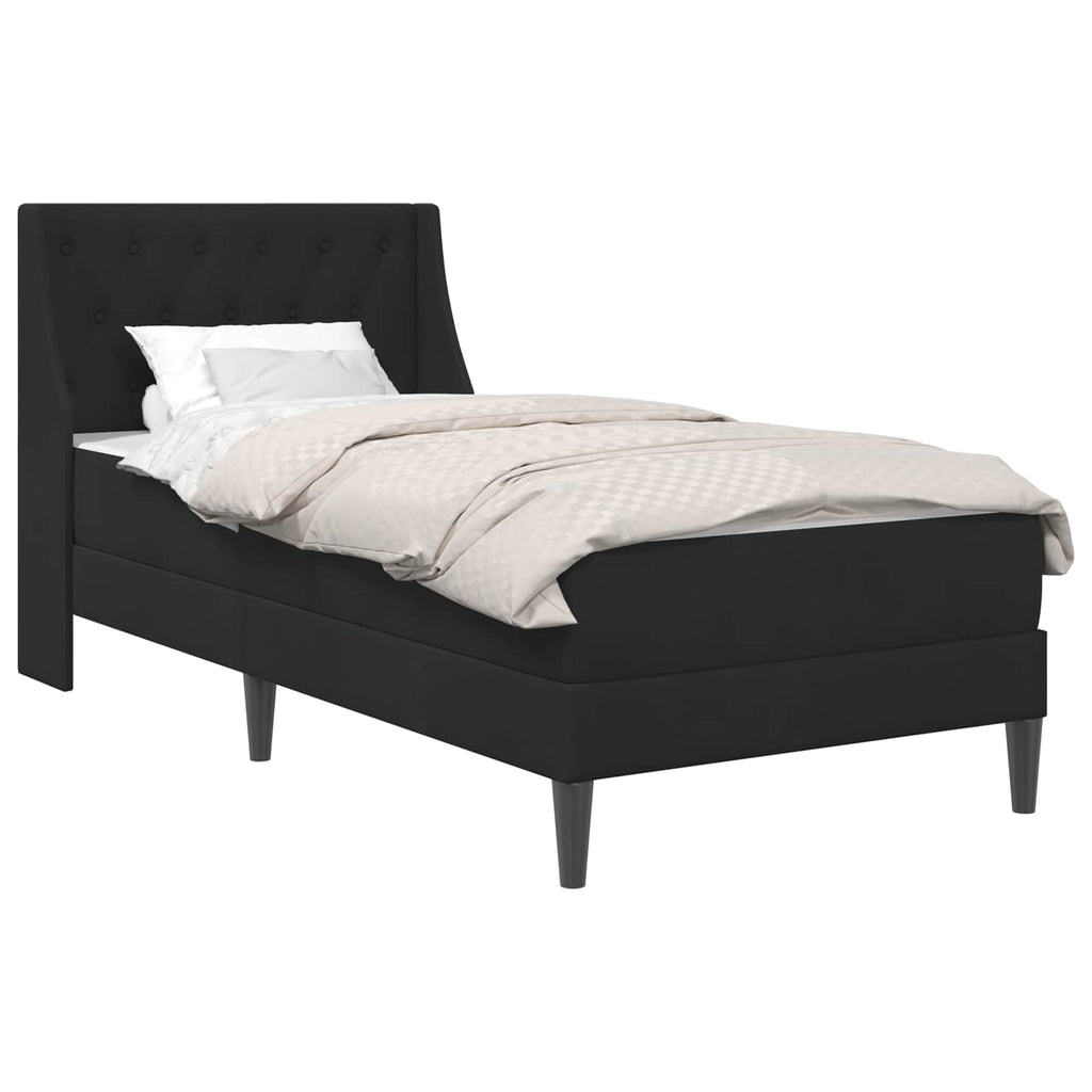 Bettgestell mit Matratze mit Matratze Schwarz 90 x 200 cm Samt