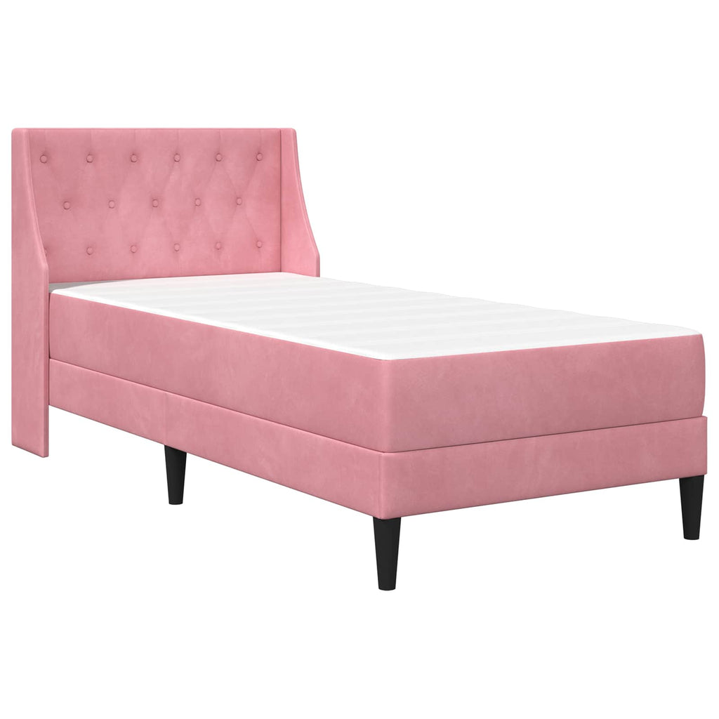 Bettgestell mit Matratze mit Matratze Rosa 100 x 200 cm Samt