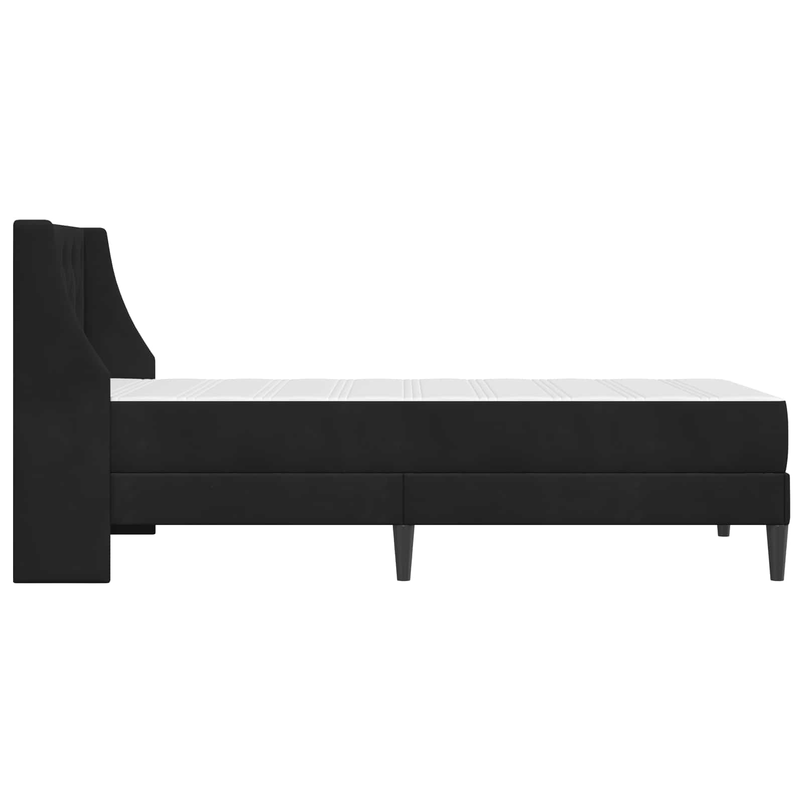 Bettgestell mit Matratze mit Matratze Schwarz 100 x 200 cm Samt