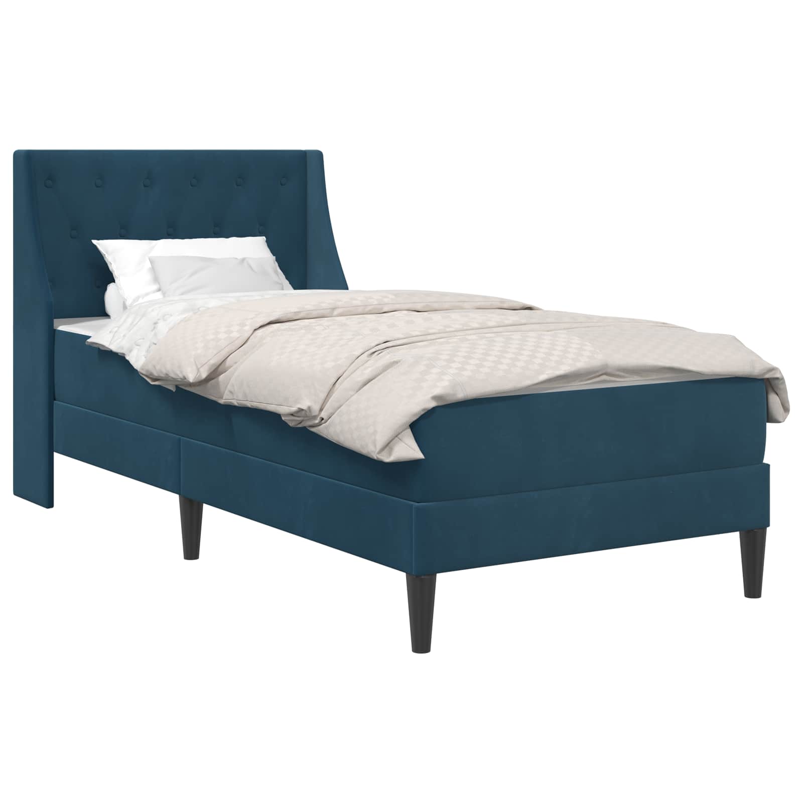 Bettgestell mit Matratze mit Matratze Blau 100 x 200 cm Samt