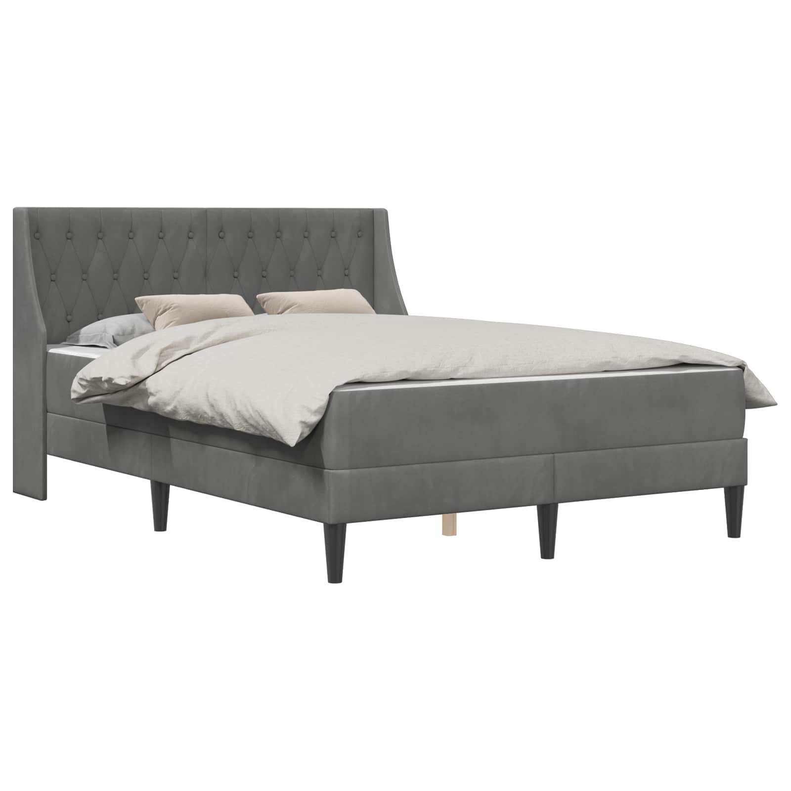 Bettgestell mit Matratze Dunkelgrau 120 x 190 cm Samt
