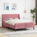 Bettgestell mit Matratze mit Matratze Rosa 120 x 190 cm Samt