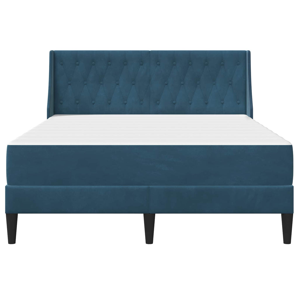 Bettgestell mit Matratze mit Matratze Blau 120 x 190 cm Samt