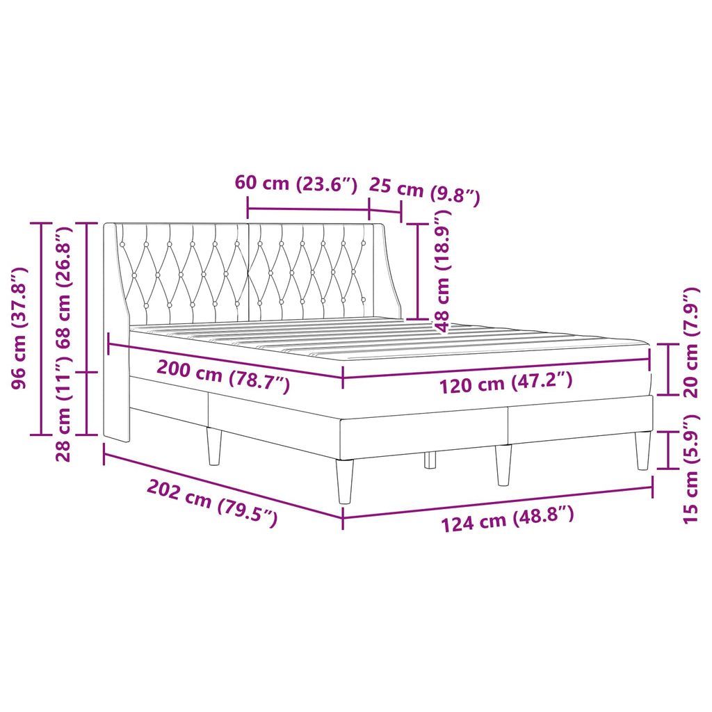 Bettgestell mit Matratze Dunkelgrau 120 x 200 cm Samt