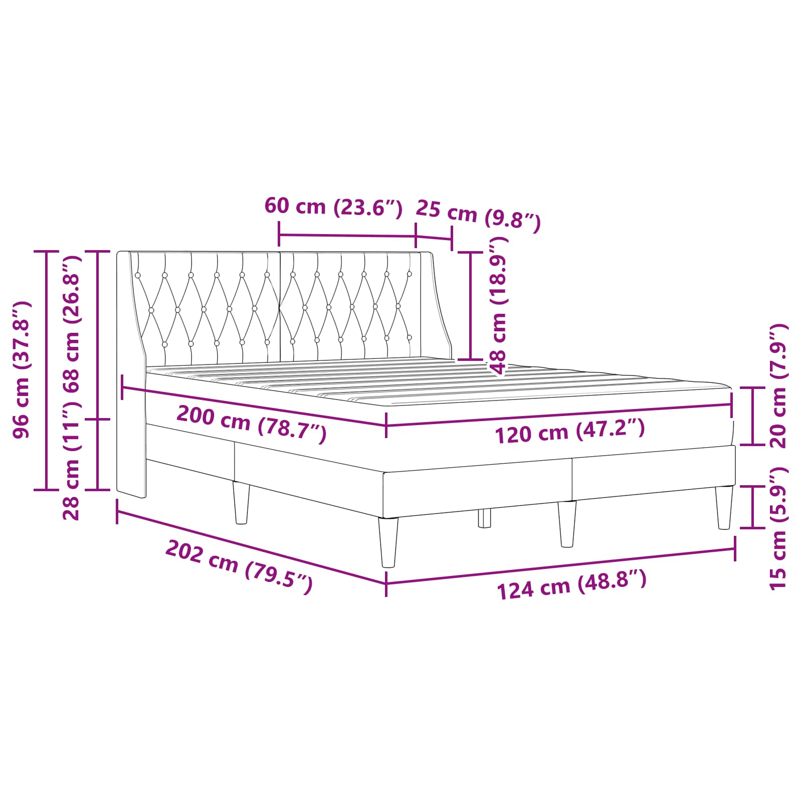 Bettgestell mit Matratze Dunkelgrün 120 x 200 cm Samt