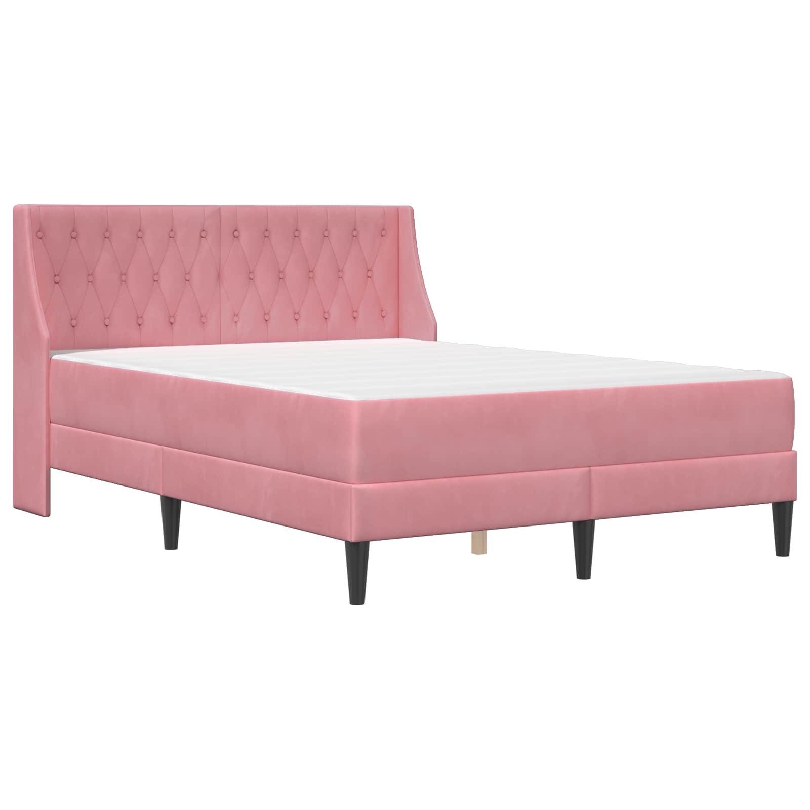 Bettgestell mit Matratze mit Matratze Rosa 120 x 200 cm Samt