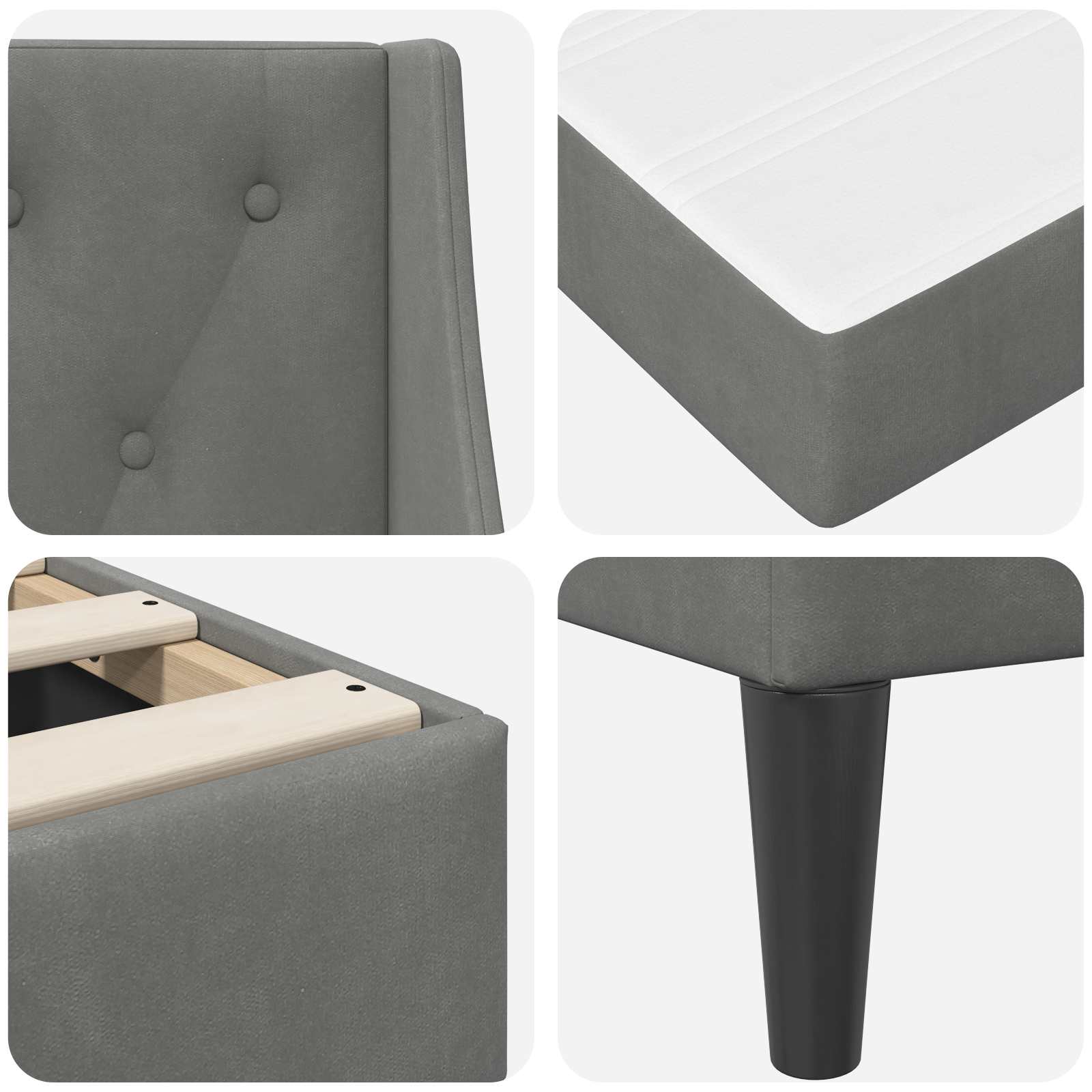 Bettgestell mit Matratze Dunkelgrau 140 x 190 cm Samt