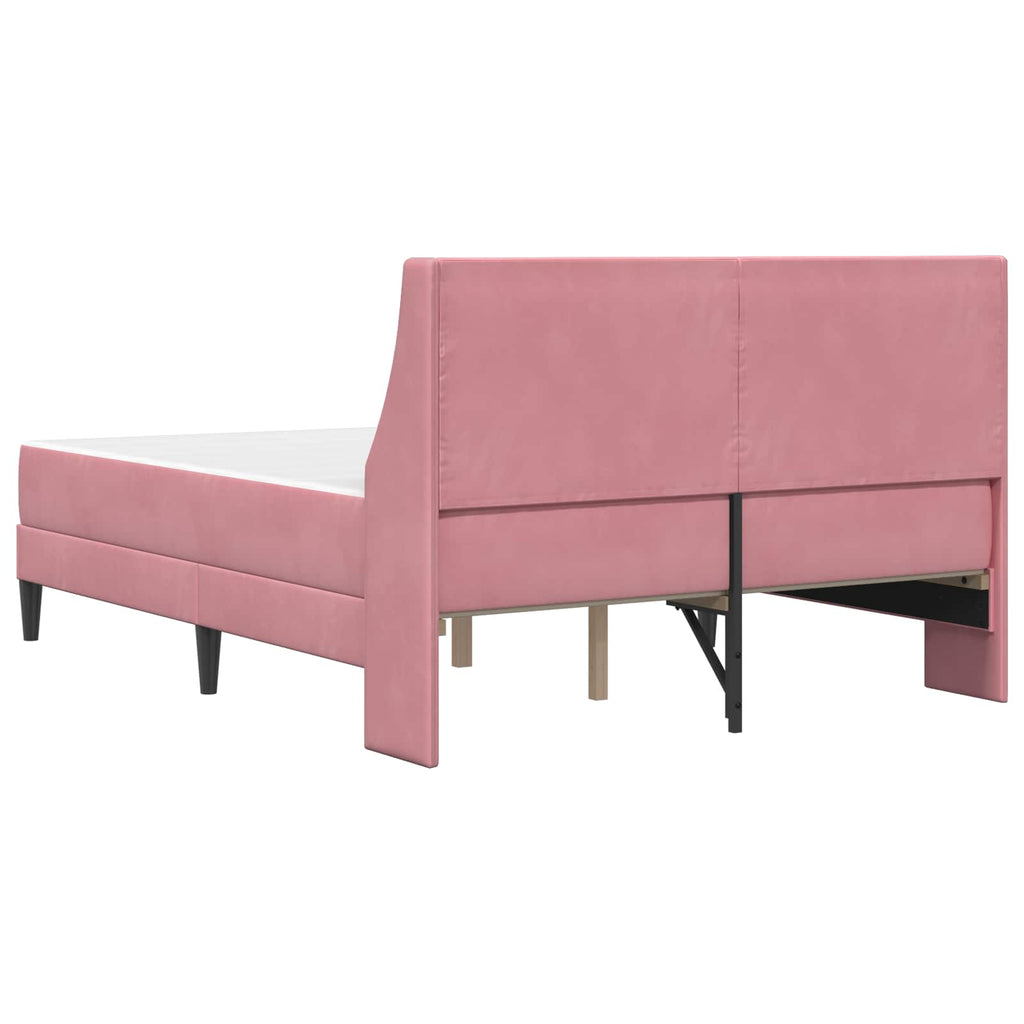 Bettgestell mit Matratze mit Matratze Rosa 140 x 190 cm Samt