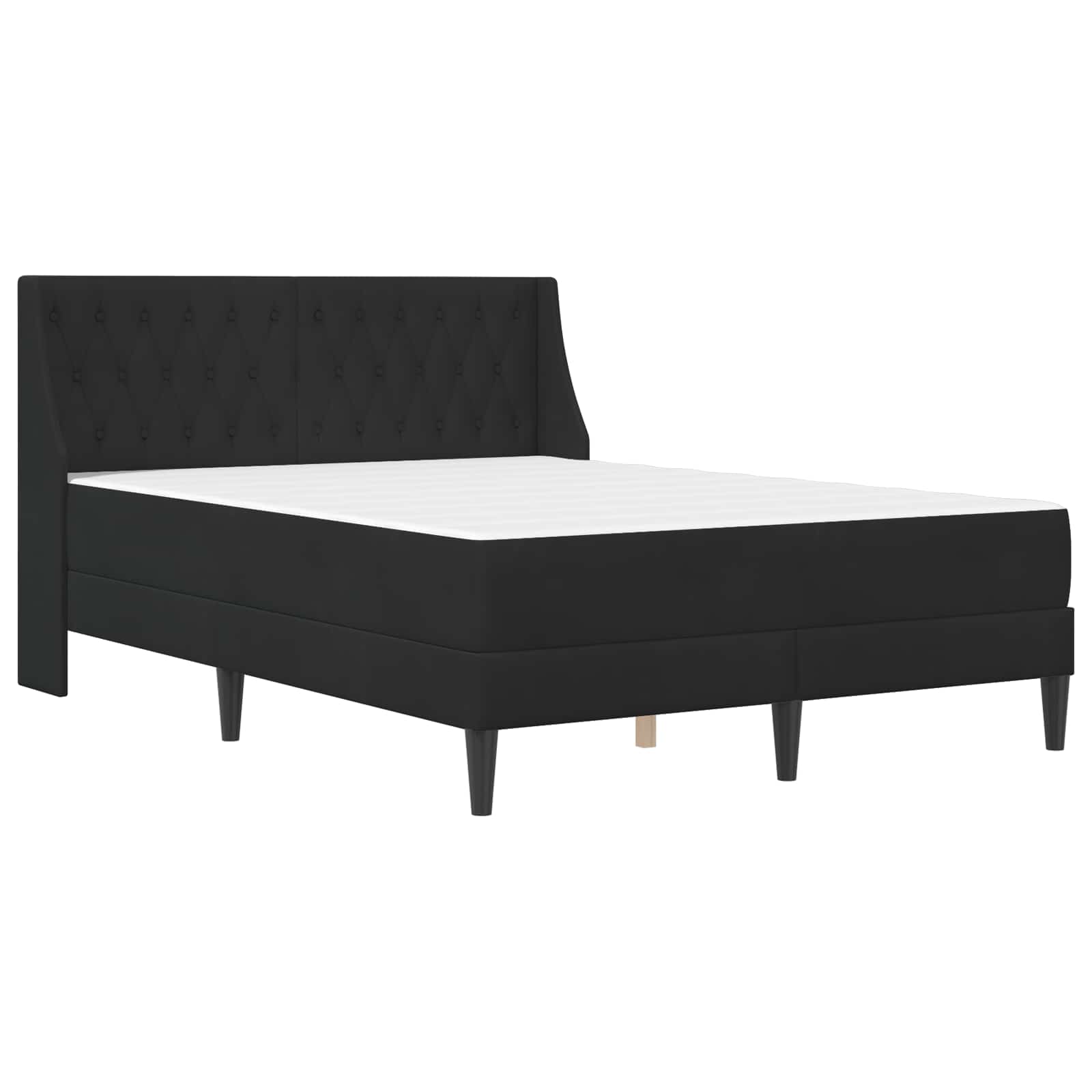 Bettgestell mit Matratze mit Matratze Schwarz 140 x 190 cm Samt
