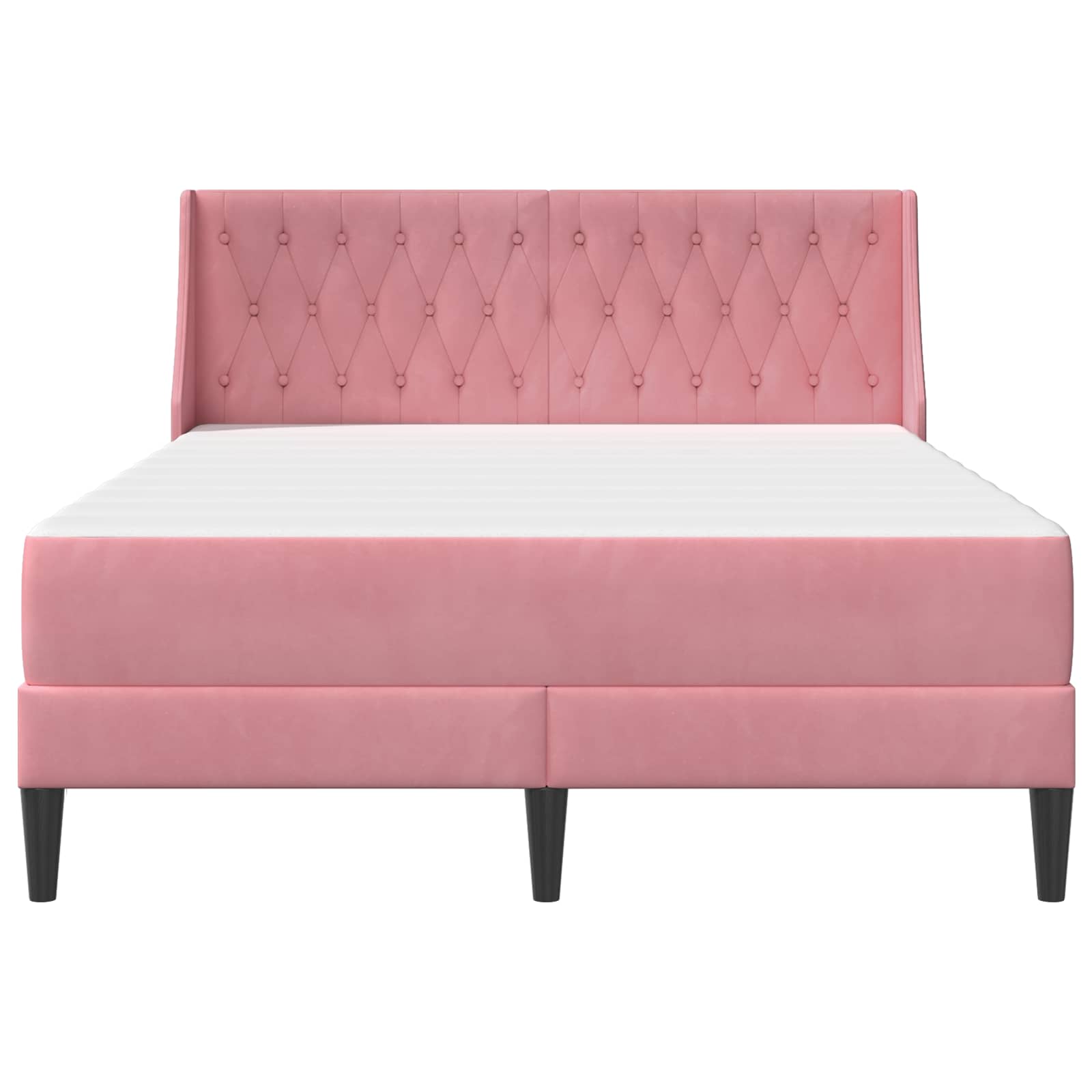 Bettgestell mit Matratze mit Matratze Rosa 140 x 200 cm Samt
