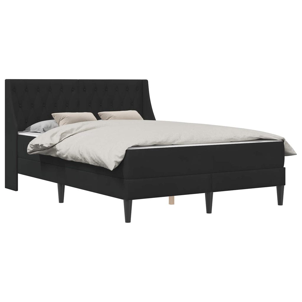 Bettgestell mit Matratze mit Matratze Schwarz 140 x 200 cm Samt