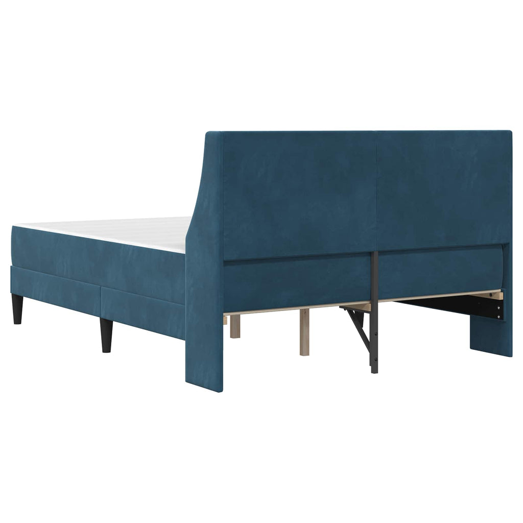 Bettgestell mit Matratze mit Matratze Blau 140 x 200 cm Samt