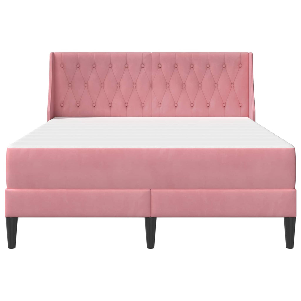 Bettgestell mit Matratze mit Matratze Rosa 160 x 200 cm Samt