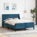 Bettgestell mit Matratze mit Matratze Blau 160 x 200 cm Samt
