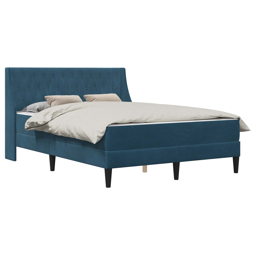 Bettgestell mit Matratze mit Matratze Blau 160 x 200 cm Samt
