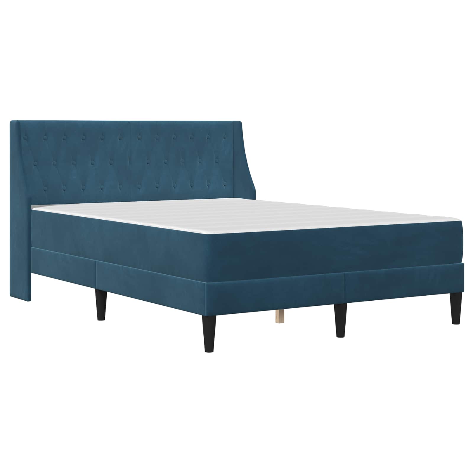 Bettgestell mit Matratze mit Matratze Blau 160 x 200 cm Samt