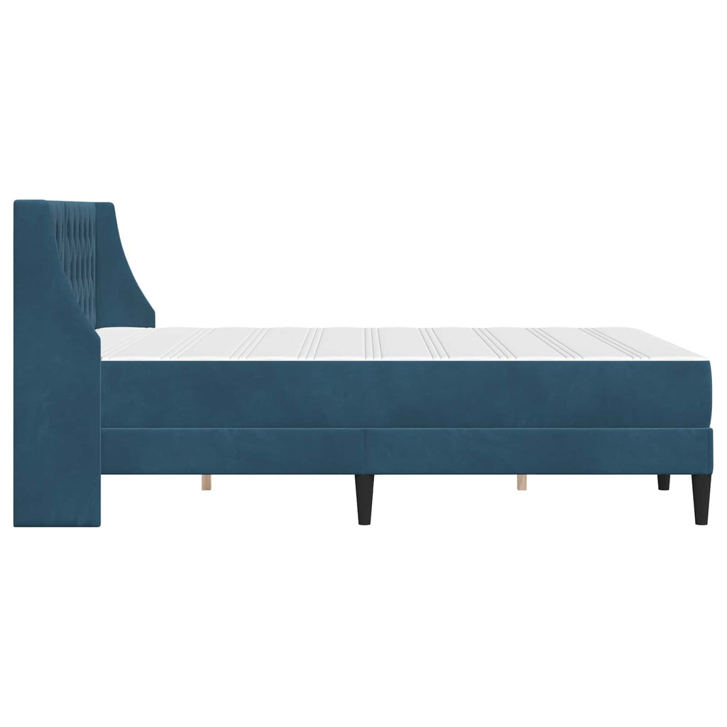 Bettgestell mit Matratze mit Matratze Blau 160 x 200 cm Samt