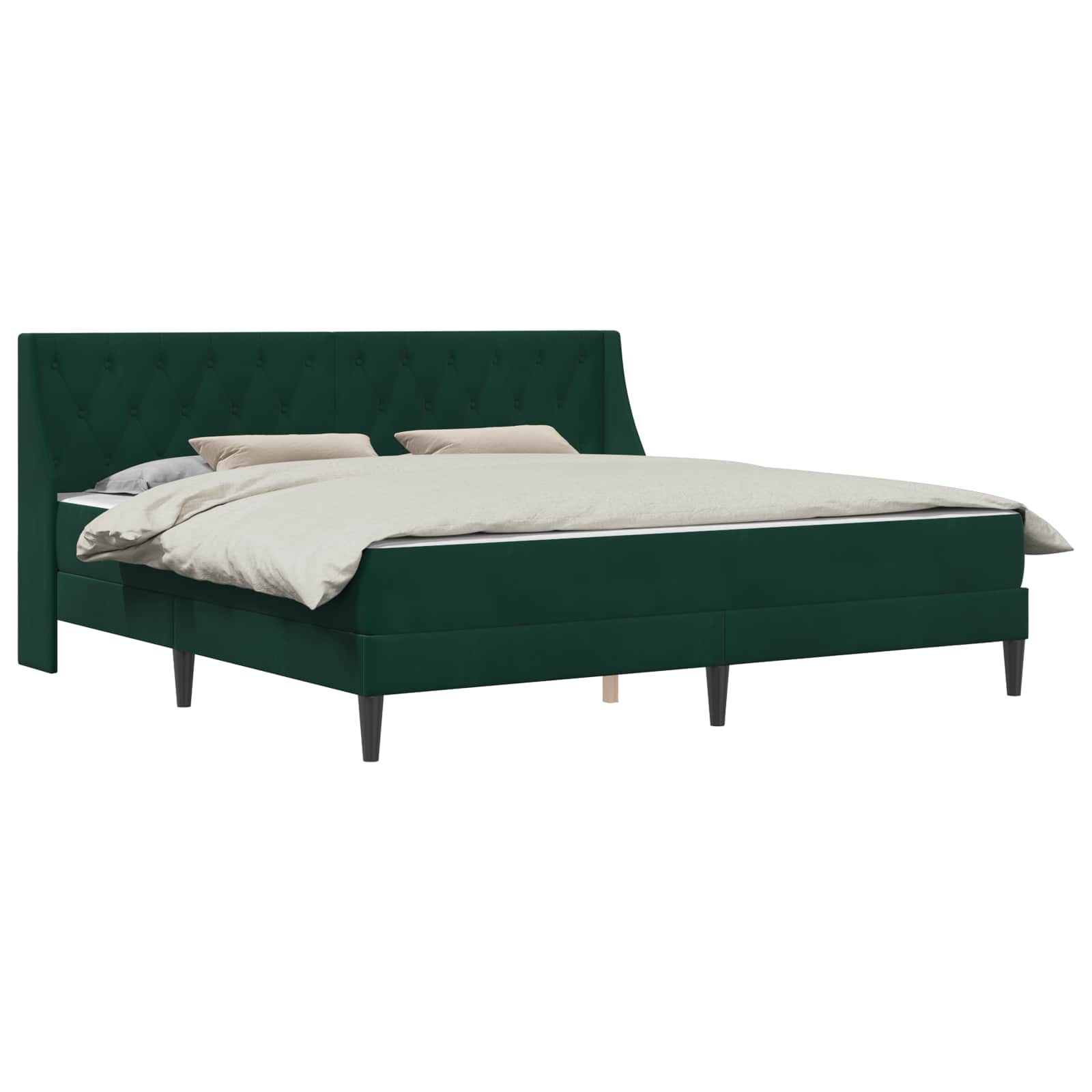 Bettgestell mit Matratze Dunkelgrün 200 x 200 cm Samt