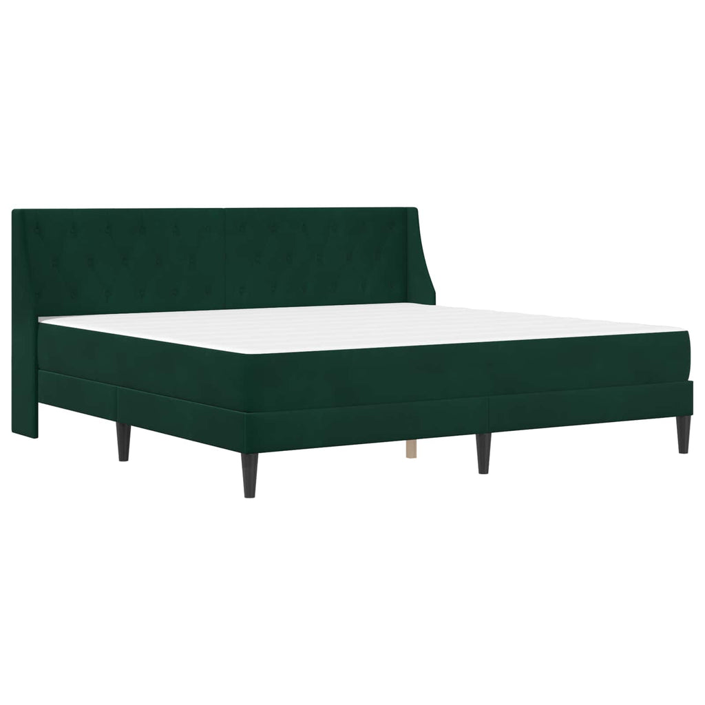 Bettgestell mit Matratze Dunkelgrün 200 x 200 cm Samt