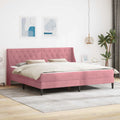 Bettgestell mit Matratze mit Matratze Rosa 200 x 200 cm Samt