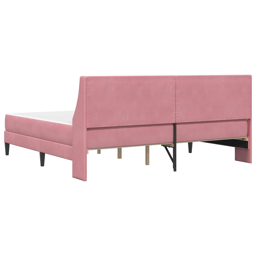 Bettgestell mit Matratze mit Matratze Rosa 200 x 200 cm Samt