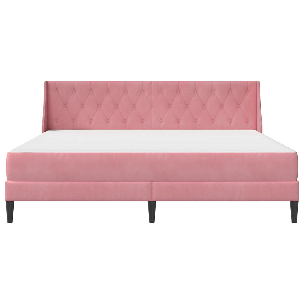 Bettgestell mit Matratze mit Matratze Rosa 200 x 200 cm Samt