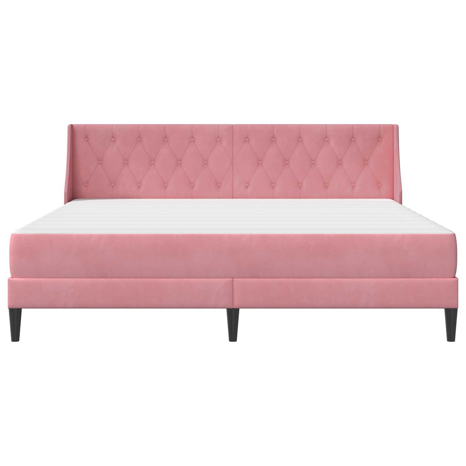 Bettgestell mit Matratze mit Matratze Rosa 200 x 200 cm Samt