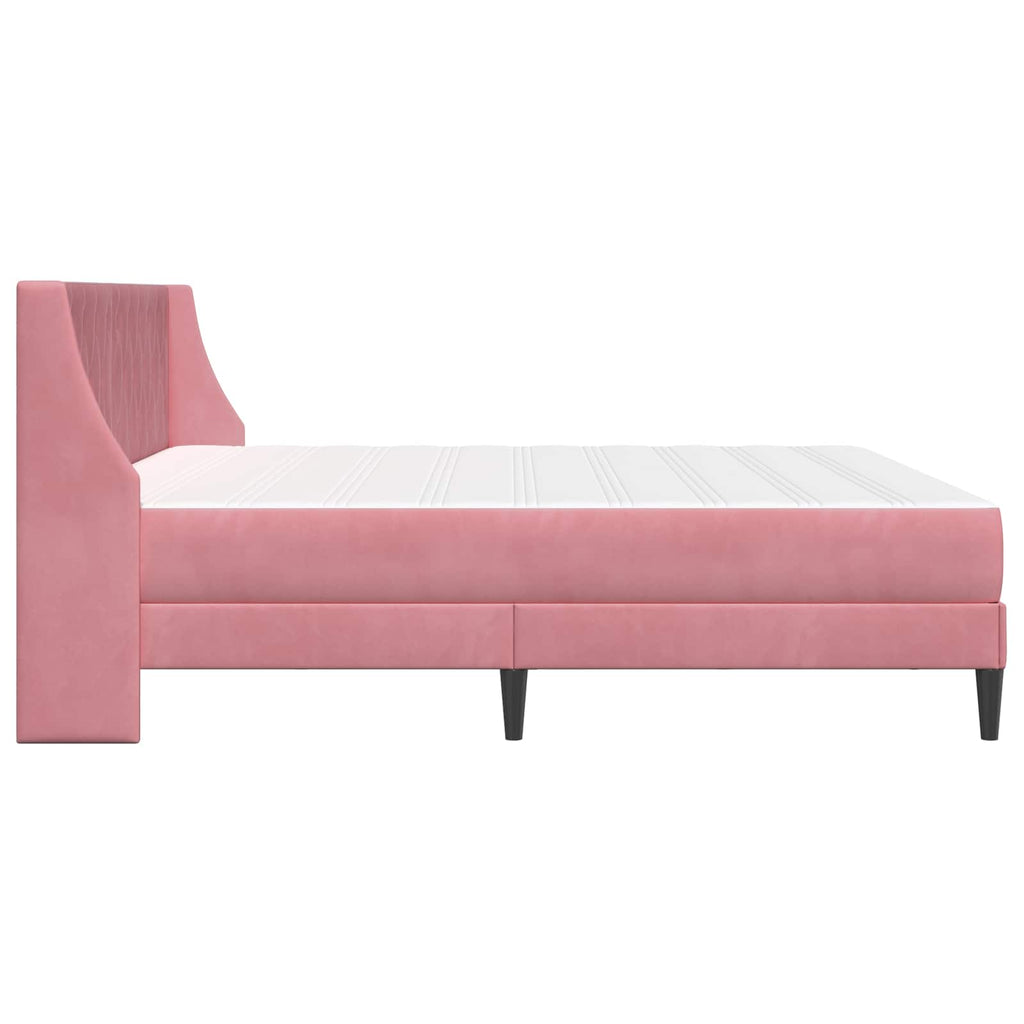 Bettgestell mit Matratze mit Matratze Rosa 200 x 200 cm Samt