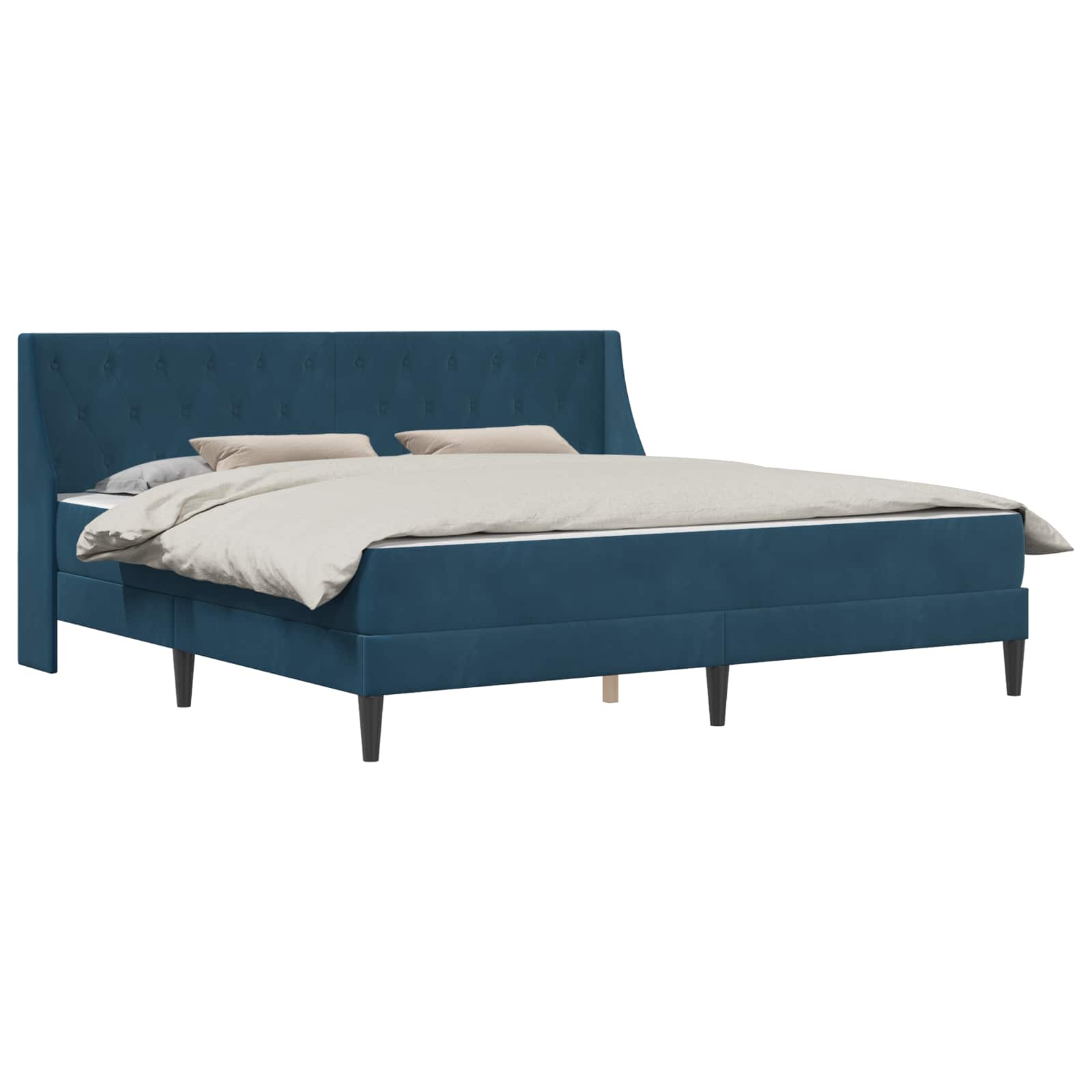 Bettgestell mit Matratze mit Matratze Blau 200 x 200 cm Samt