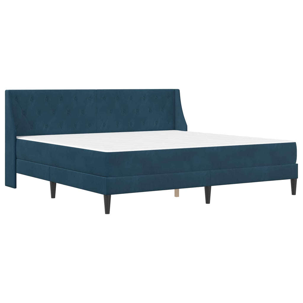 Bettgestell mit Matratze mit Matratze Blau 200 x 200 cm Samt