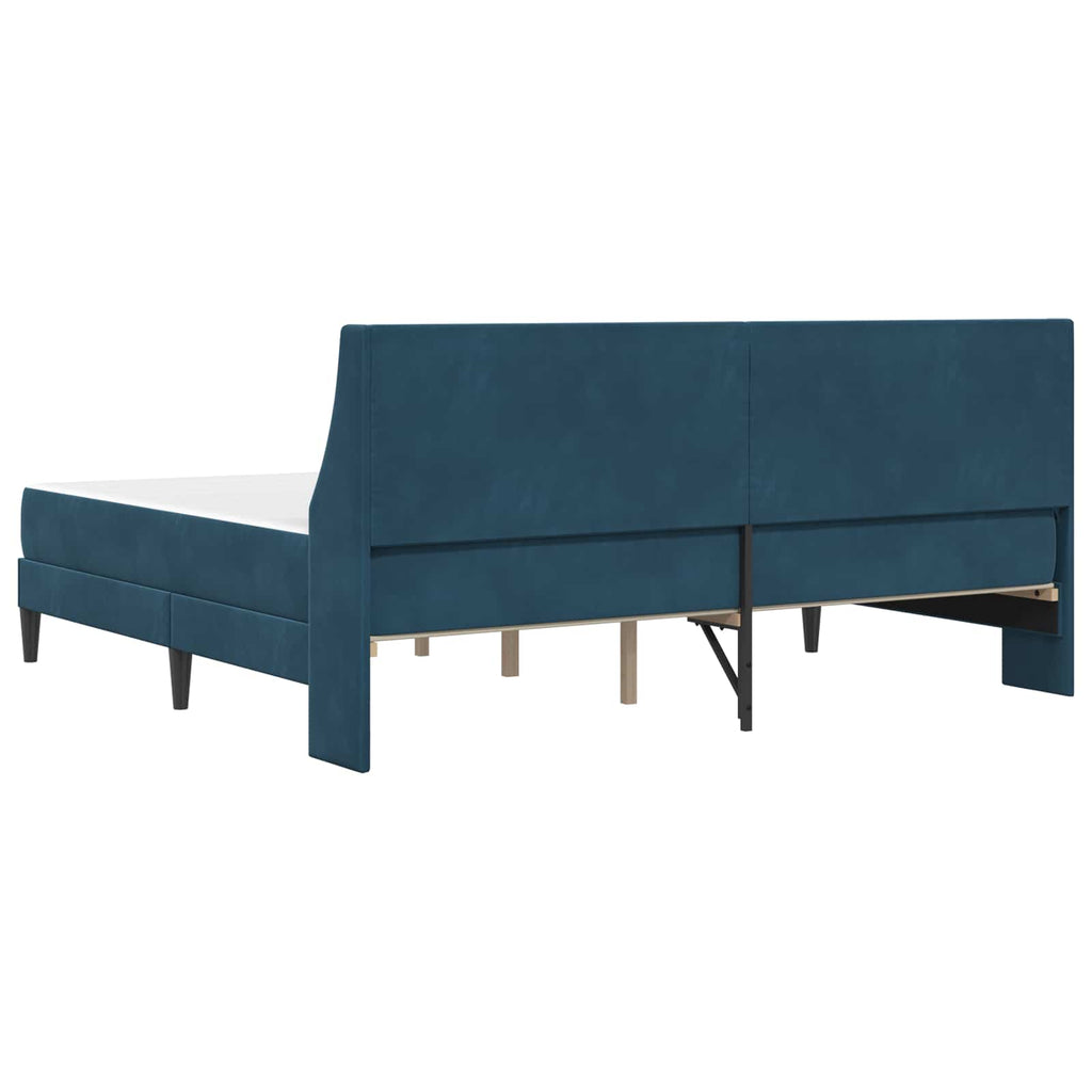 Bettgestell mit Matratze mit Matratze Blau 200 x 200 cm Samt