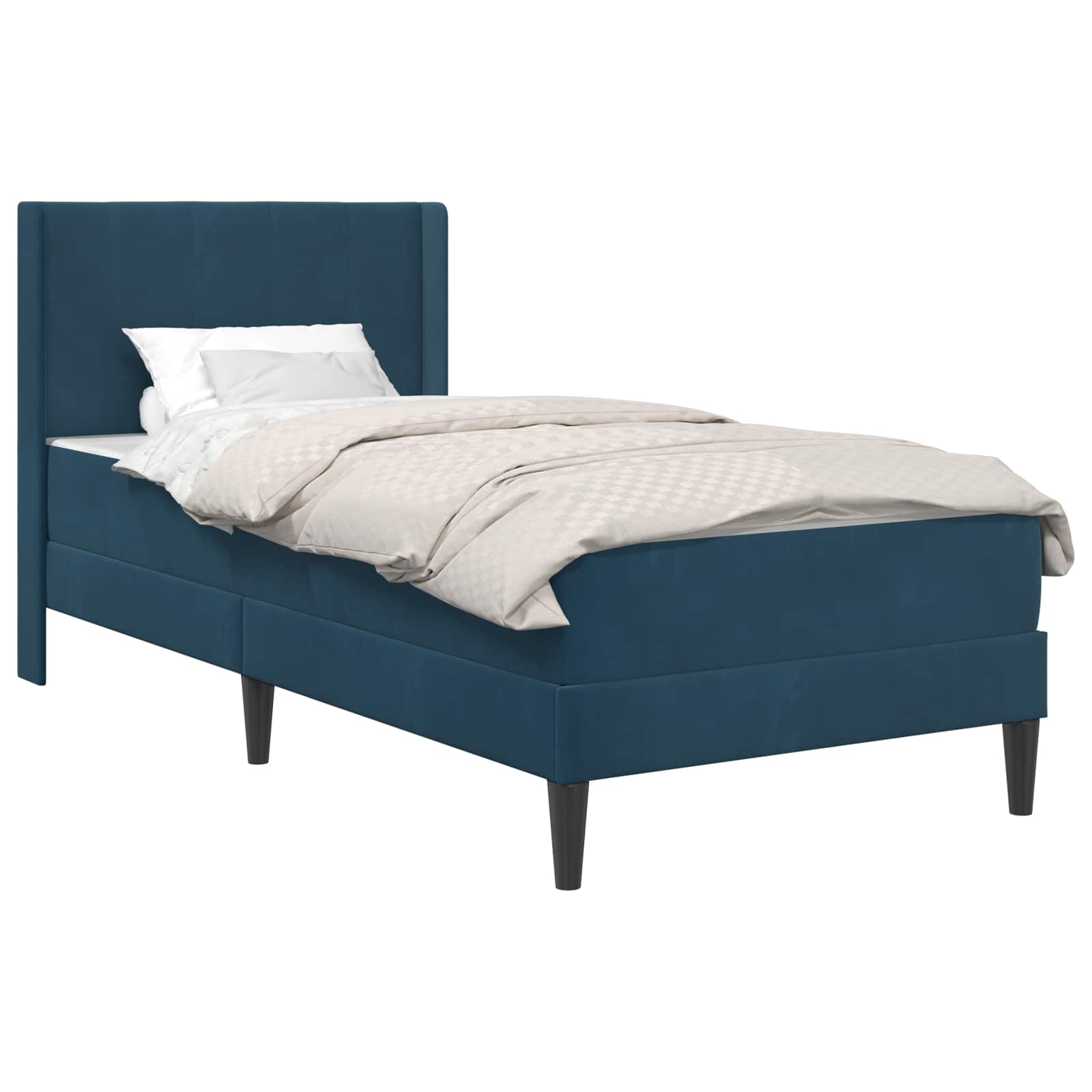 Bettgestell mit Matratze mit Kopfteil Blau 80 x 200 cm Samt