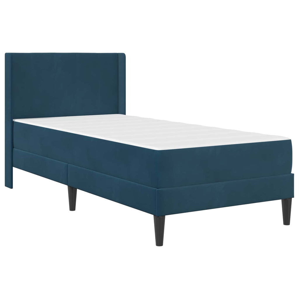 Bettgestell mit Matratze mit Kopfteil Blau 80 x 200 cm Samt