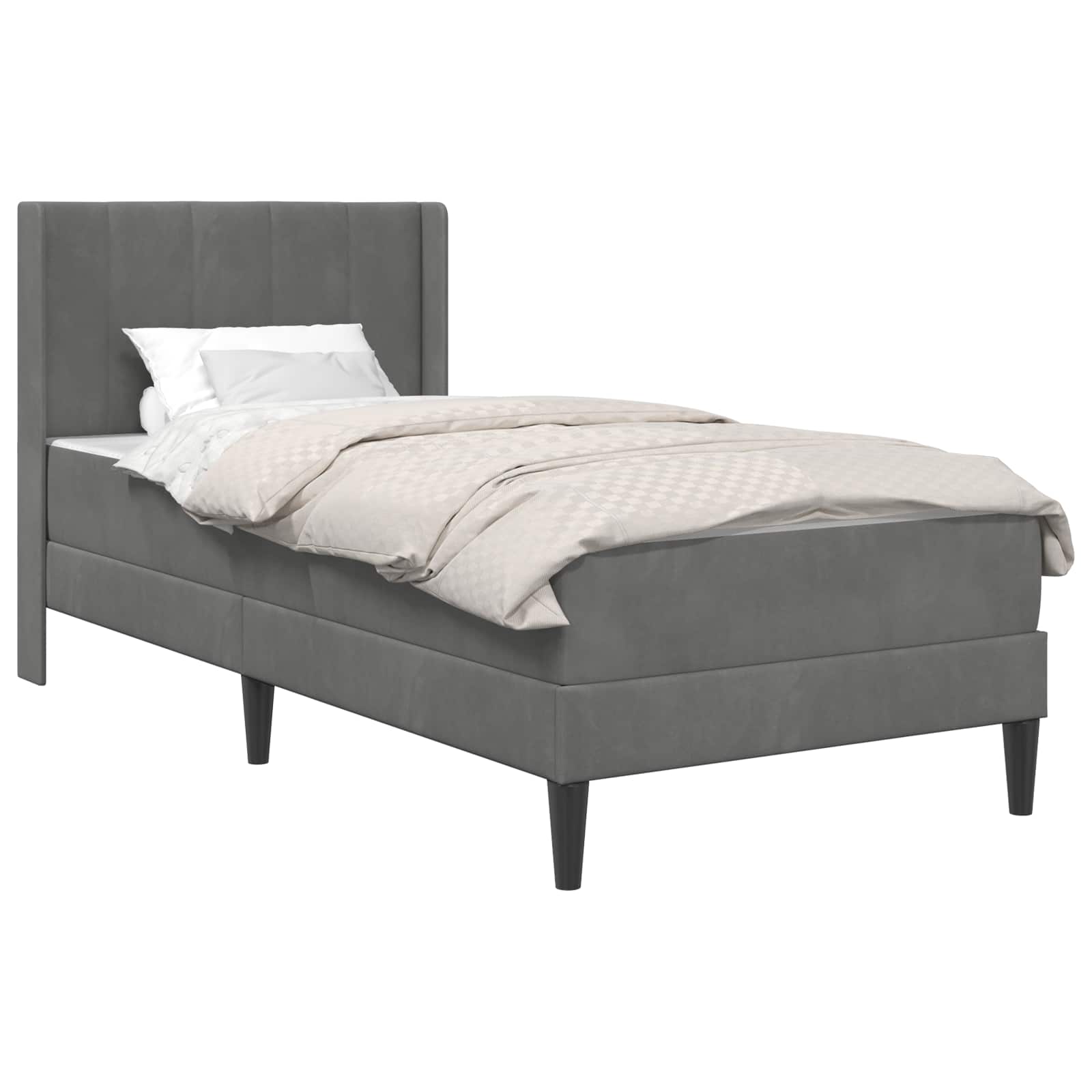 Bettgestell mit Matratze Dunkelgrau 90 x 190 cm Samt