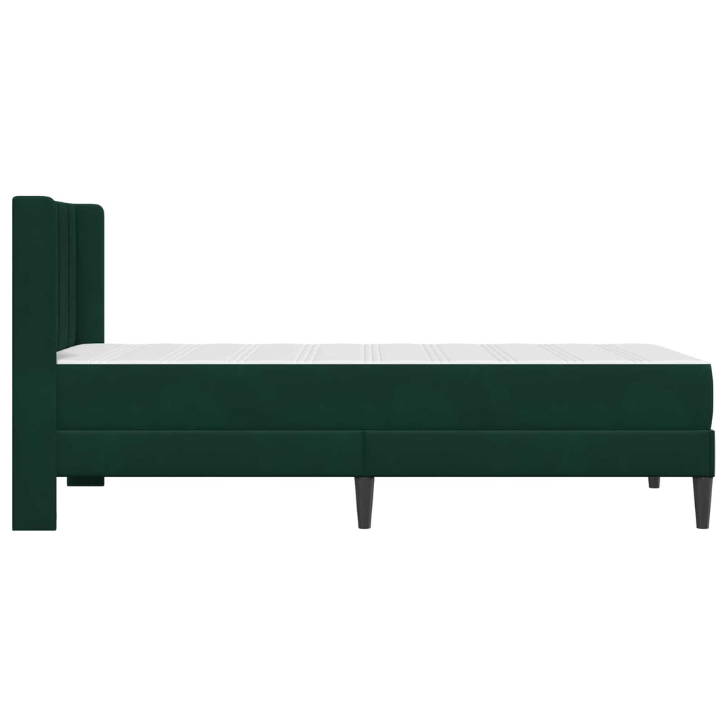 Bettgestell mit Matratze Dunkelgrün 90 x 190 cm Samt