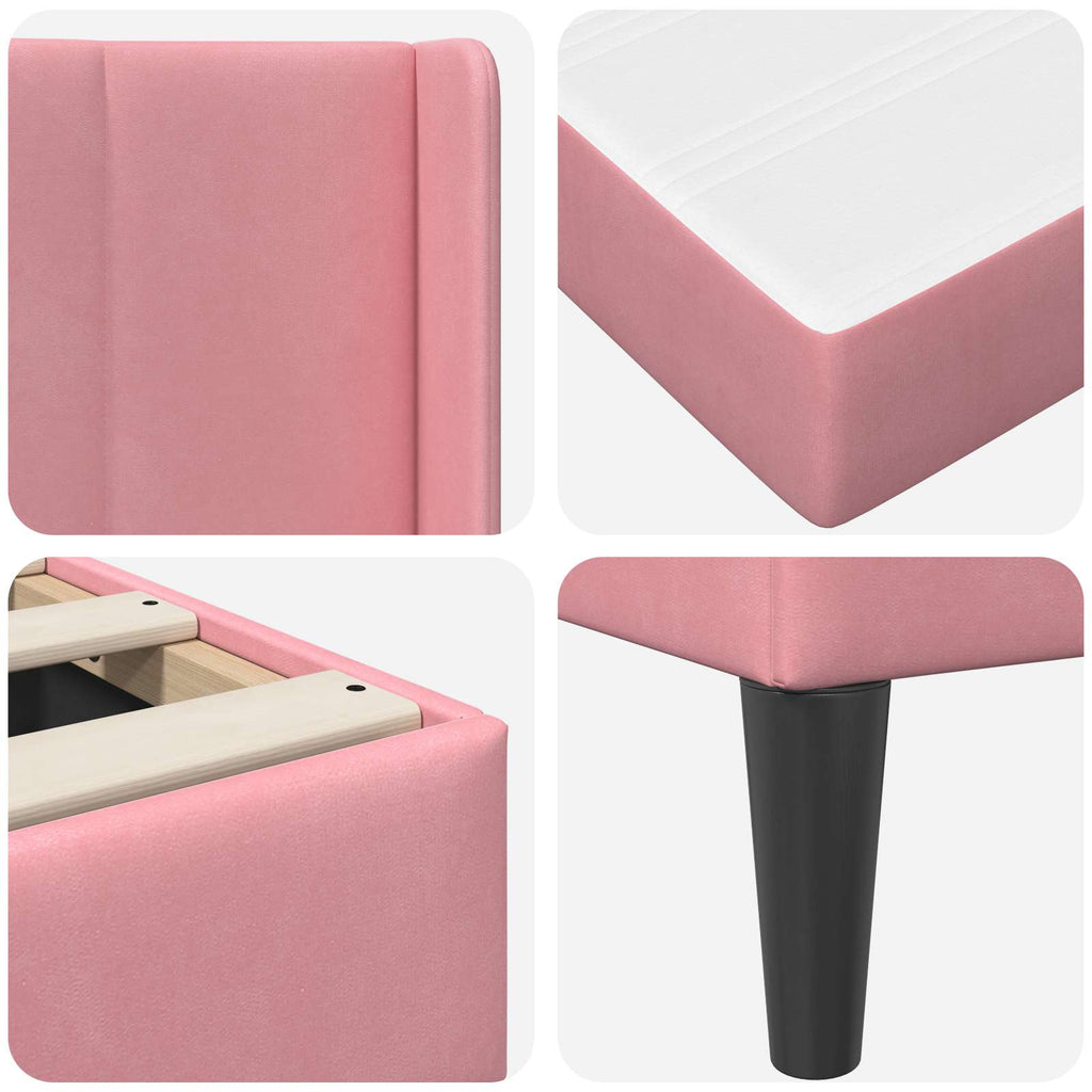 Bettgestell mit Matratze mit Kopfteil Rosa 90 x 190 cm Samt