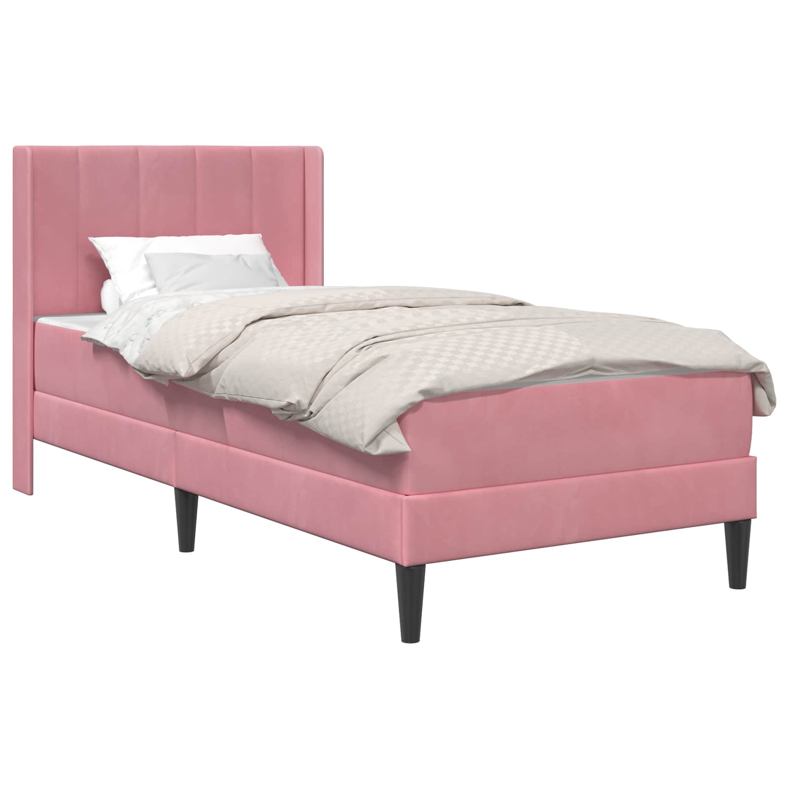 Bettgestell mit Matratze mit Kopfteil Rosa 90 x 190 cm Samt