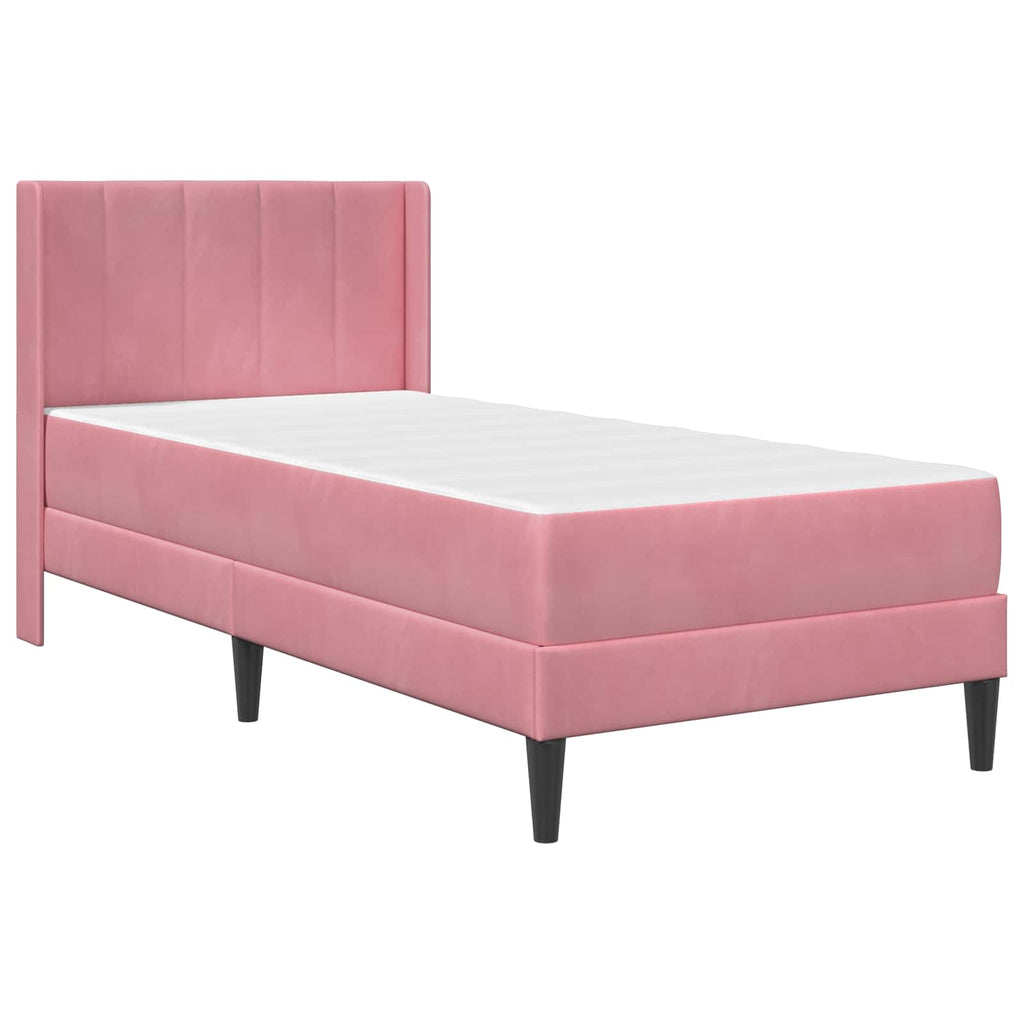 Bettgestell mit Matratze mit Kopfteil Rosa 90 x 190 cm Samt