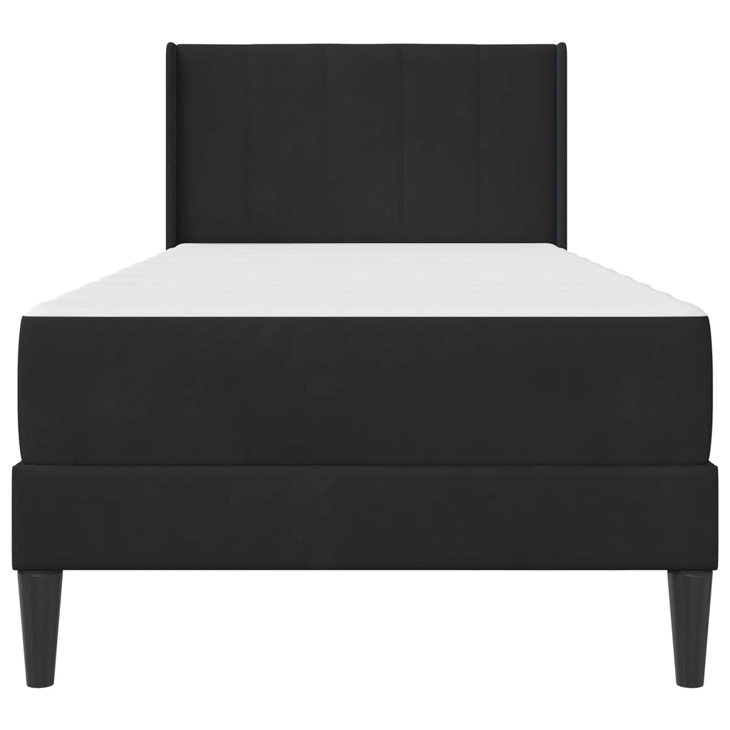 Bettgestell mit Matratze mit Kopfteil Schwarz 90 x 190 cm Samt