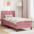 Bettgestell mit Matratze mit Kopfteil Rosa 100 x 200 cm Samt
