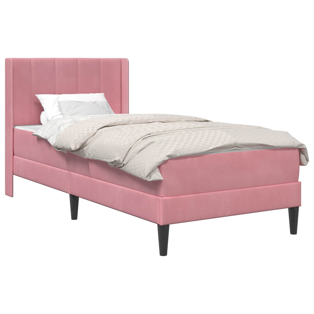 Bettgestell mit Matratze mit Kopfteil Rosa 100 x 200 cm Samt